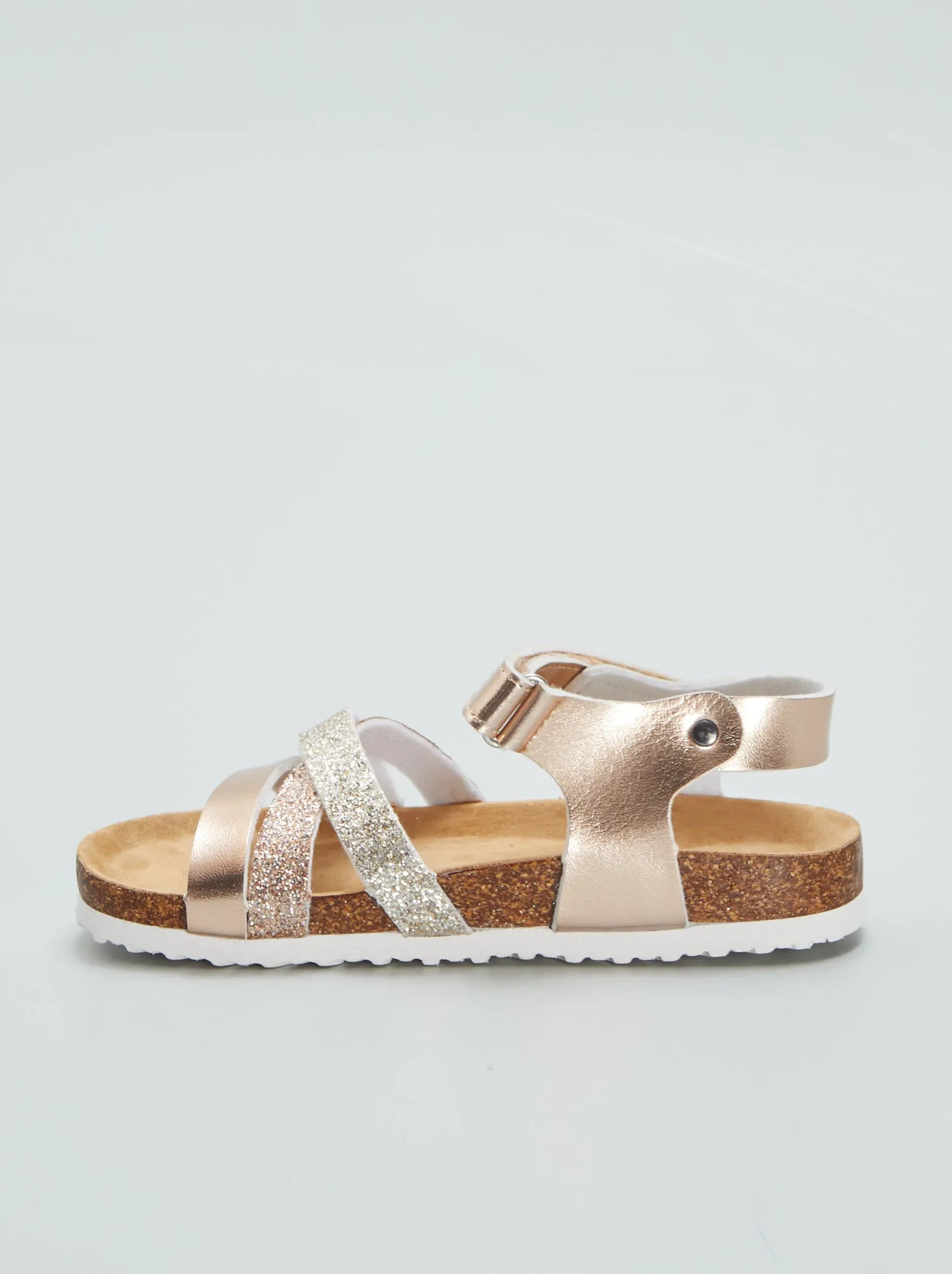 Sandali con paillettes e chiusura con strappi - ROSA