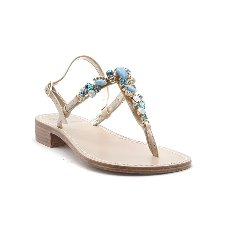 Sandali smeraldo gioiello azzurro