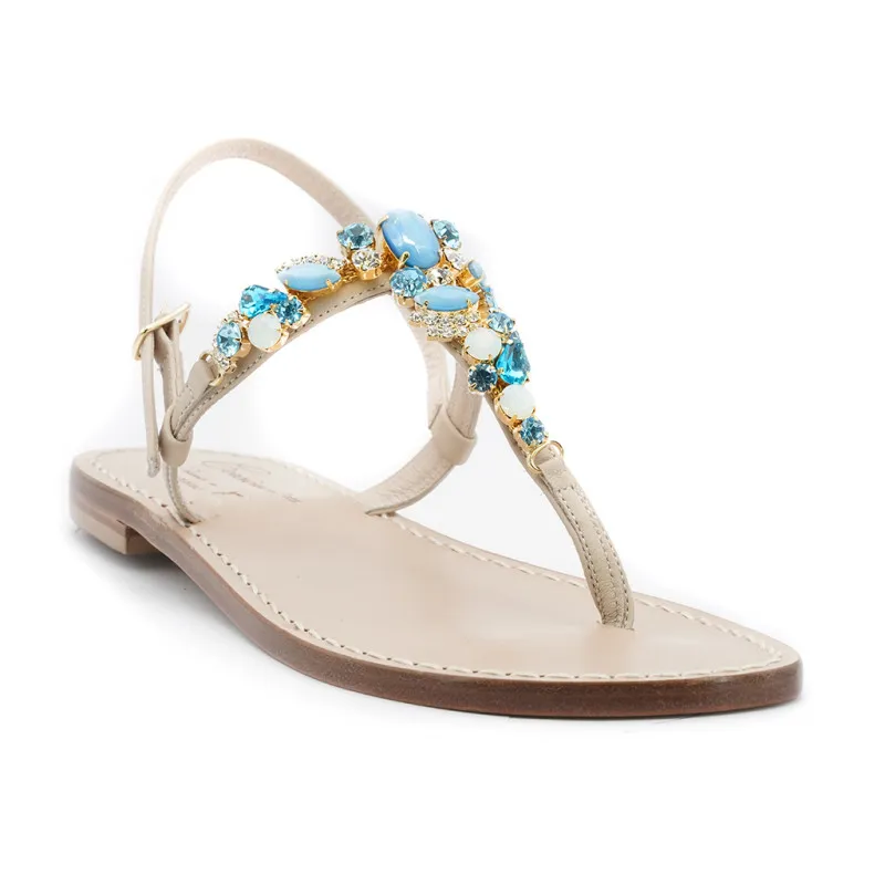 Sandali smeraldo gioiello azzurro