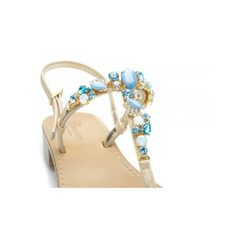 Sandali smeraldo gioiello azzurro