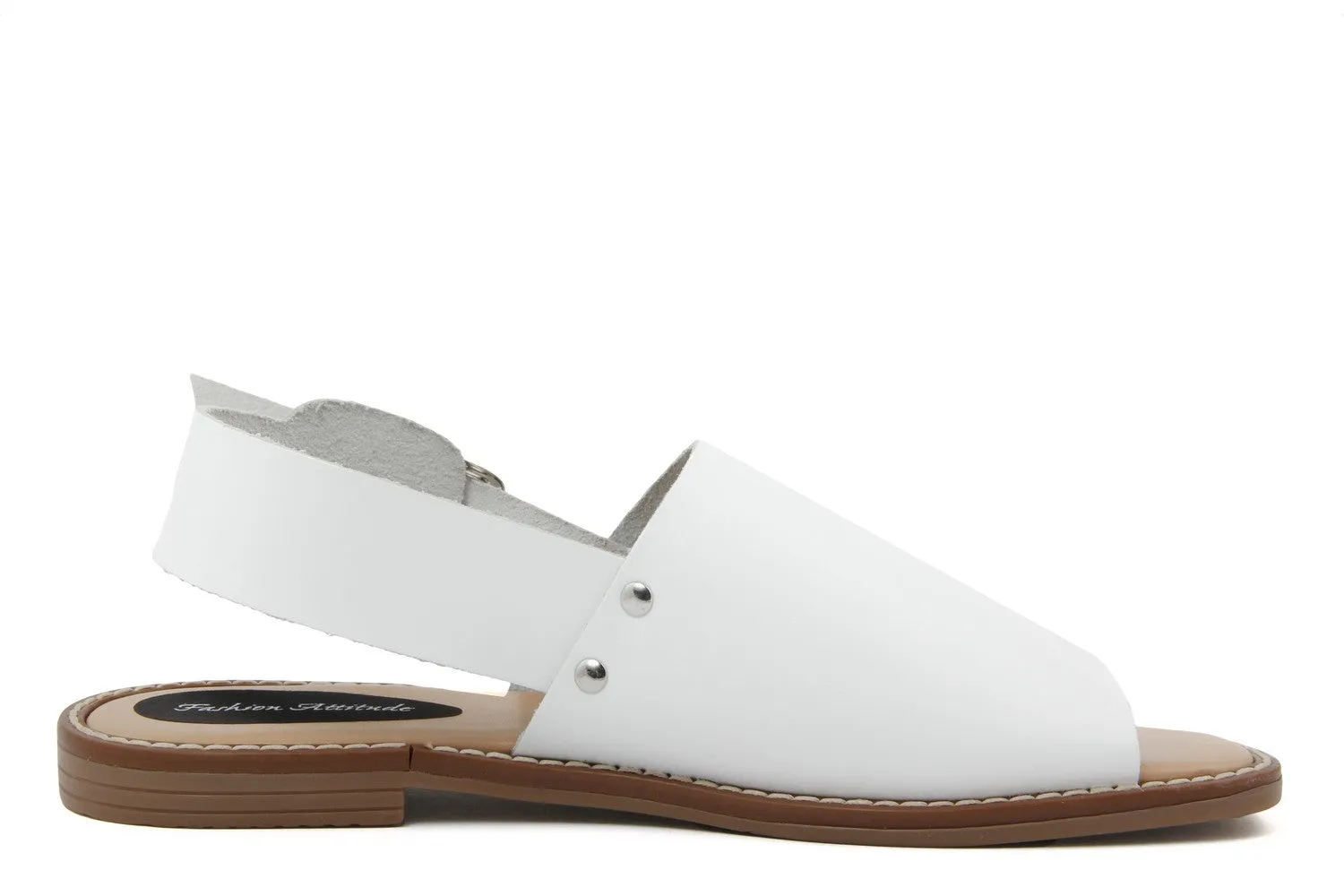 Sandalo flat in vera pelle Made in Italy Donna colore Bianco