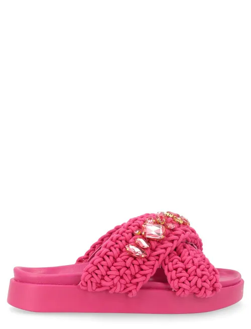 Sandalo Inuikii in tessuto crochet fucsia