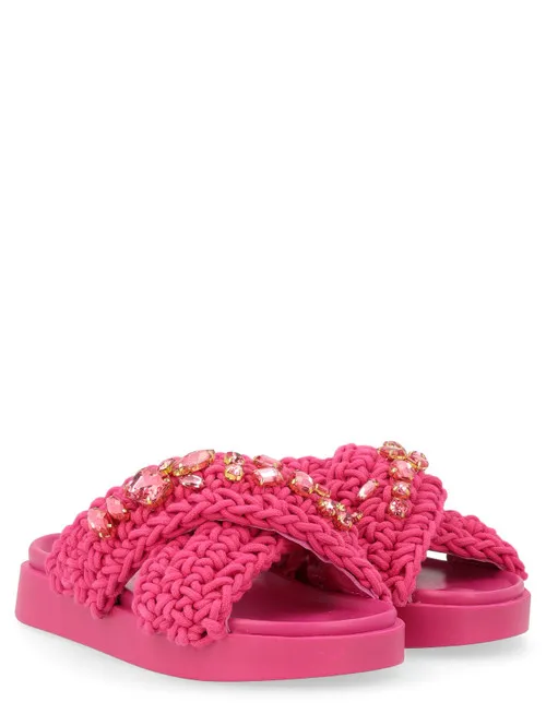 Sandalo Inuikii in tessuto crochet fucsia