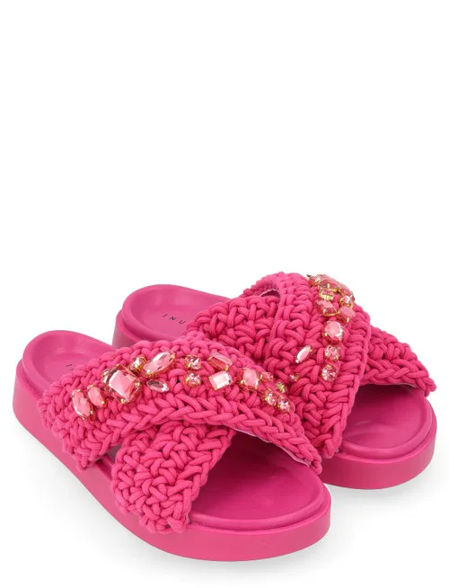 Sandalo Inuikii in tessuto crochet fucsia