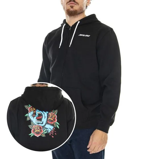Santa Cruz M' Screaming Flash Zip Hood Black - Felpa con Cappuccio Uomo Nera    