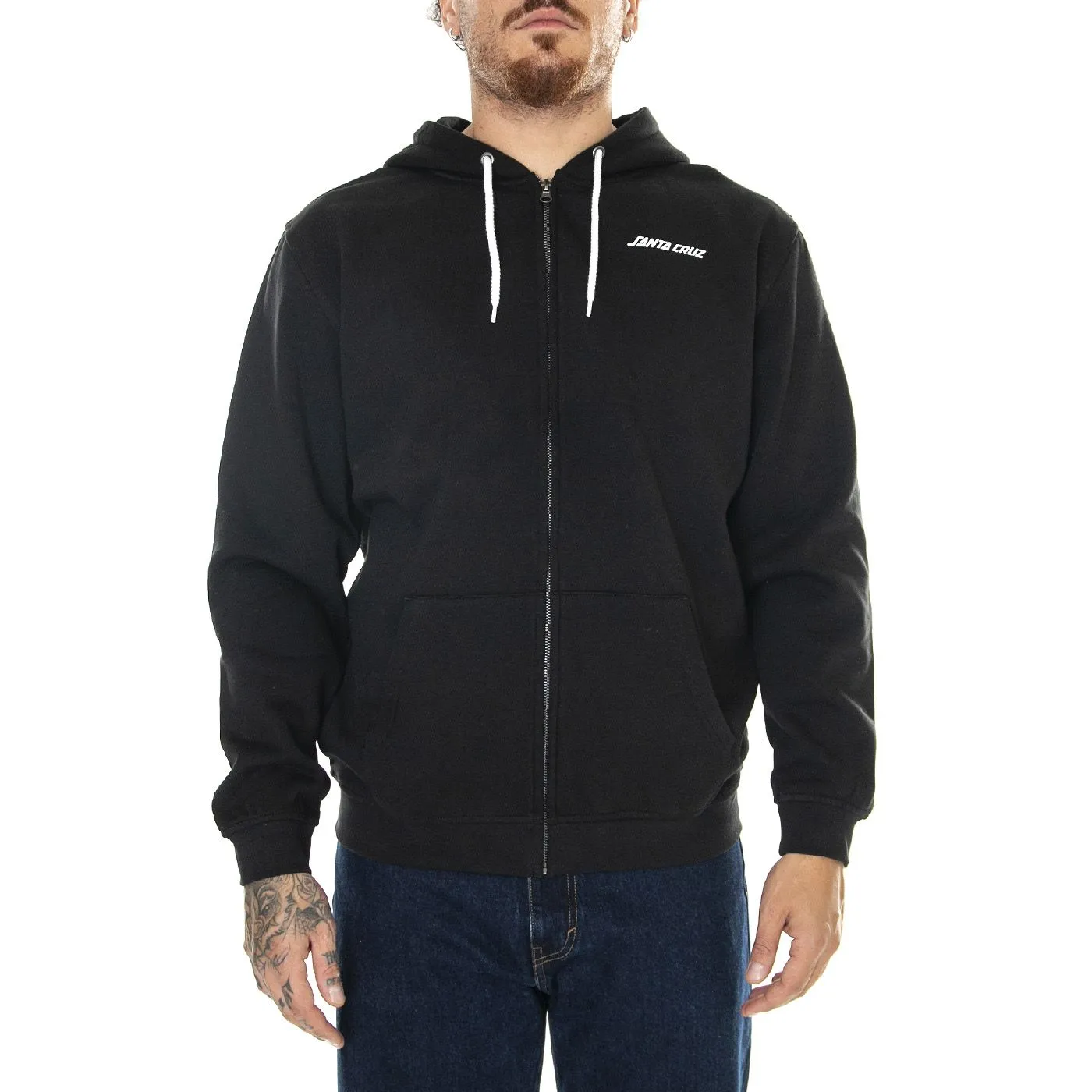 Santa Cruz M' Screaming Flash Zip Hood Black - Felpa con Cappuccio Uomo Nera    