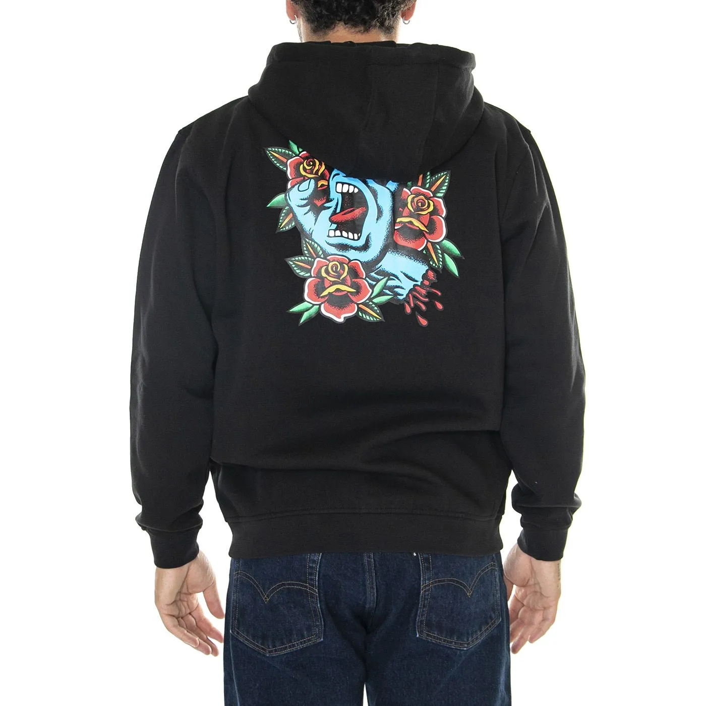 Santa Cruz M' Screaming Flash Zip Hood Black - Felpa con Cappuccio Uomo Nera    