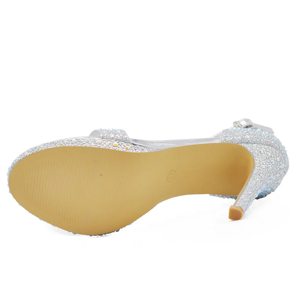 Scarpe Donna Sandali Gioiello Tacco Alto Plateau Cerimonia L7599 argento