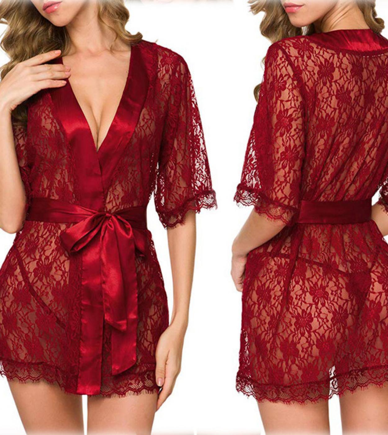 See Through Nightdress Porno Babydoll in pizzo Abito da donna Accappatoio Sleepwear Sensual Lingerie Underwear Costume Pigiama