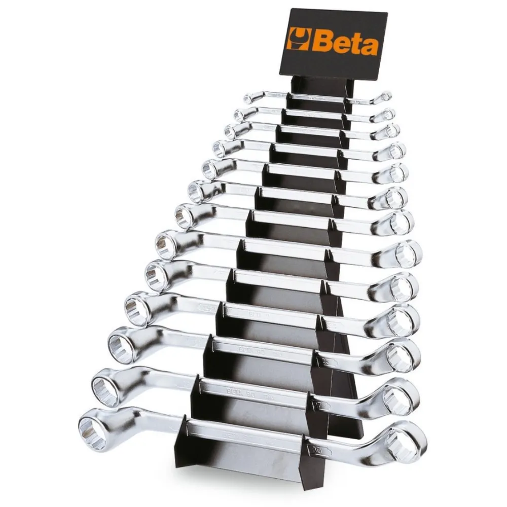 Serie di 13 chiavi poligonali doppie curve (art. 90) con supporto - Beta 90/SP13