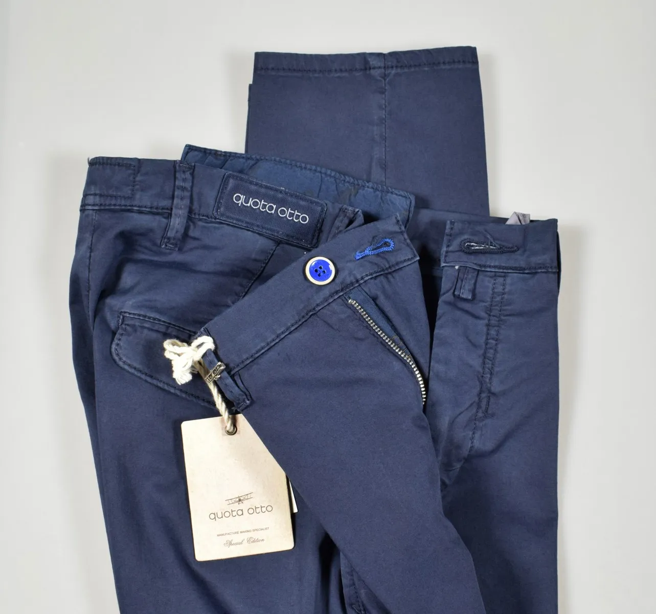 Slim fit quota otto cotton stretch trousers in three colors