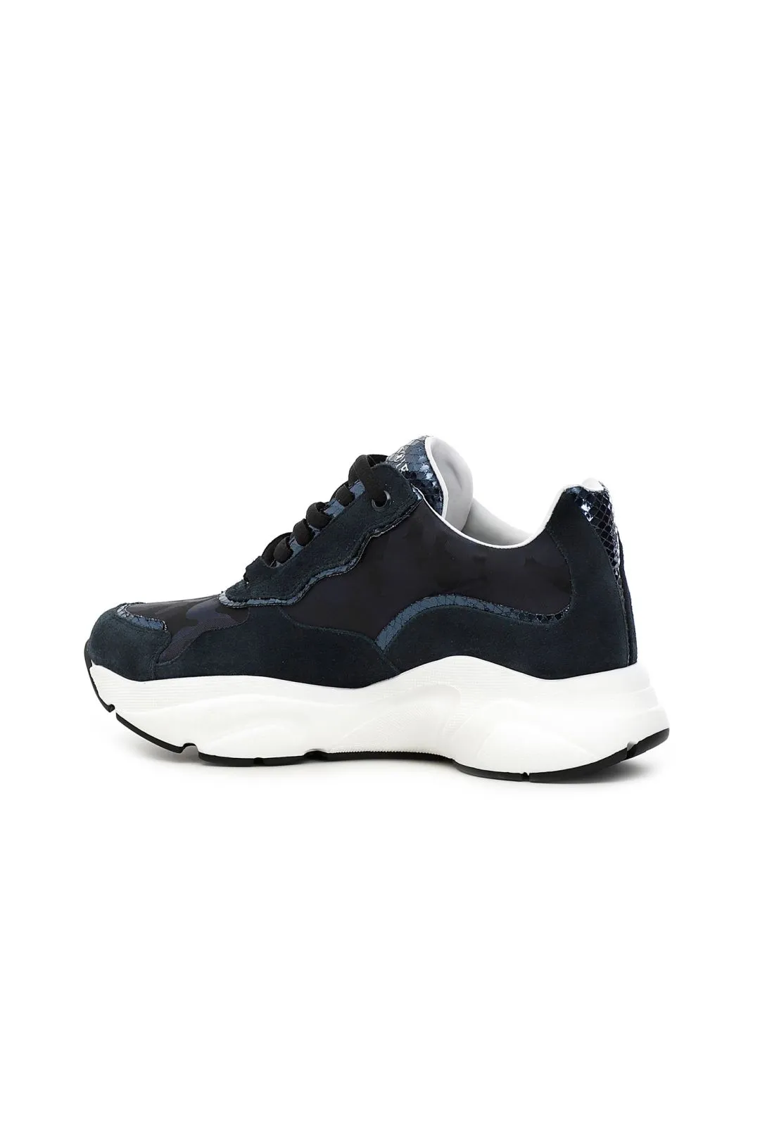 sneakers in crosta e tessuto mimetico