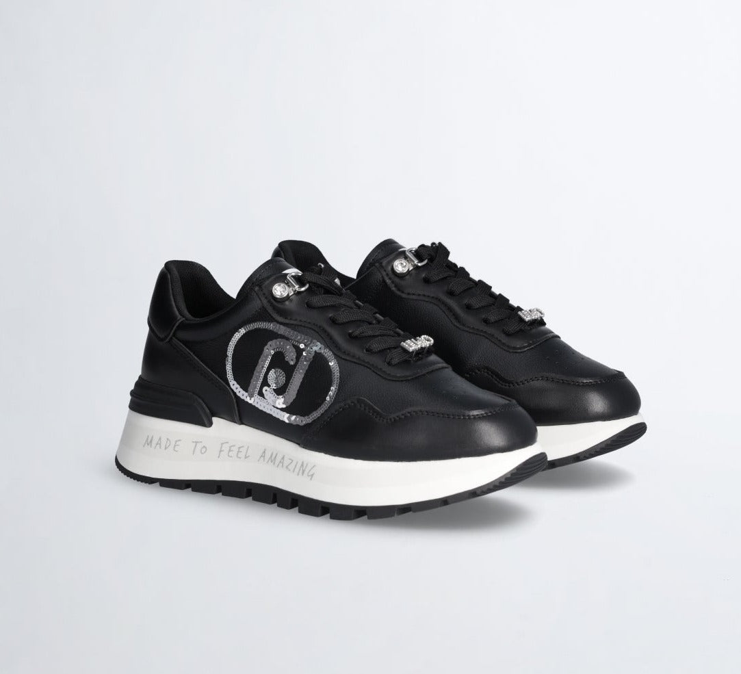 SNEAKERS NERA LOGO PAILLETTES