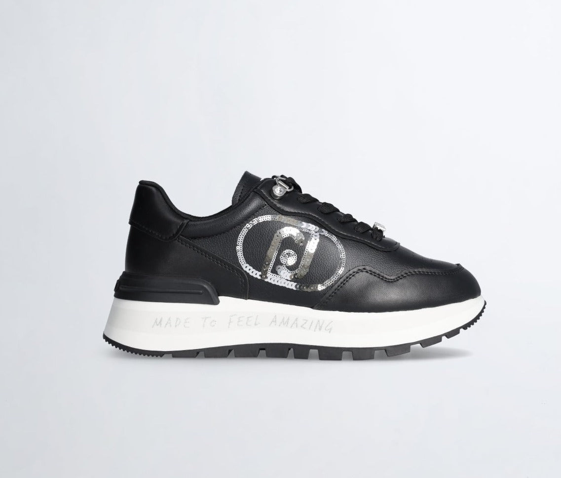 SNEAKERS NERA LOGO PAILLETTES