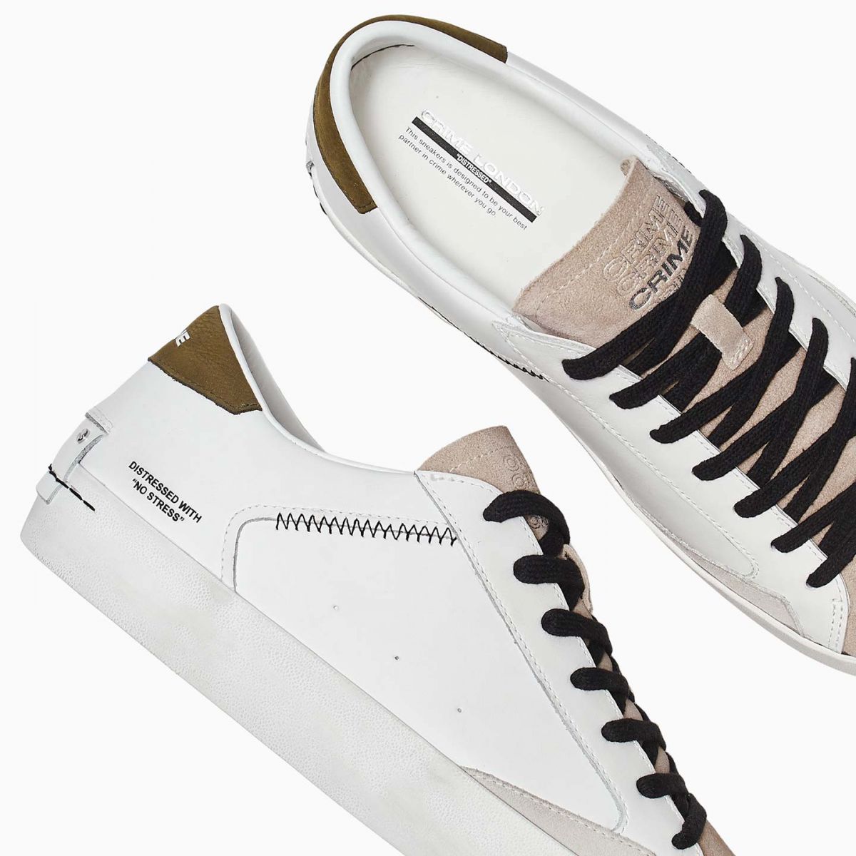 SNEAKERS Uomo CRIME LONDON DISTRESSED 16008 PP5 WHITE/GREEN