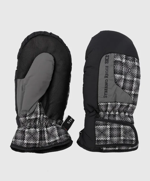 Stefano Ricci Guanti per bambini grigio scuro con motivo YLG6S40020HN0022