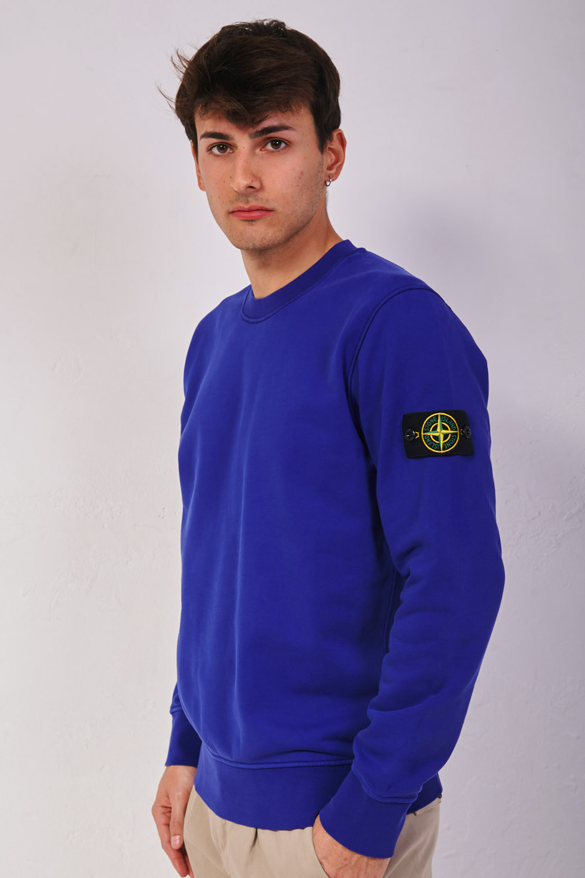 STONE ISLAND felpa in cotone con badge