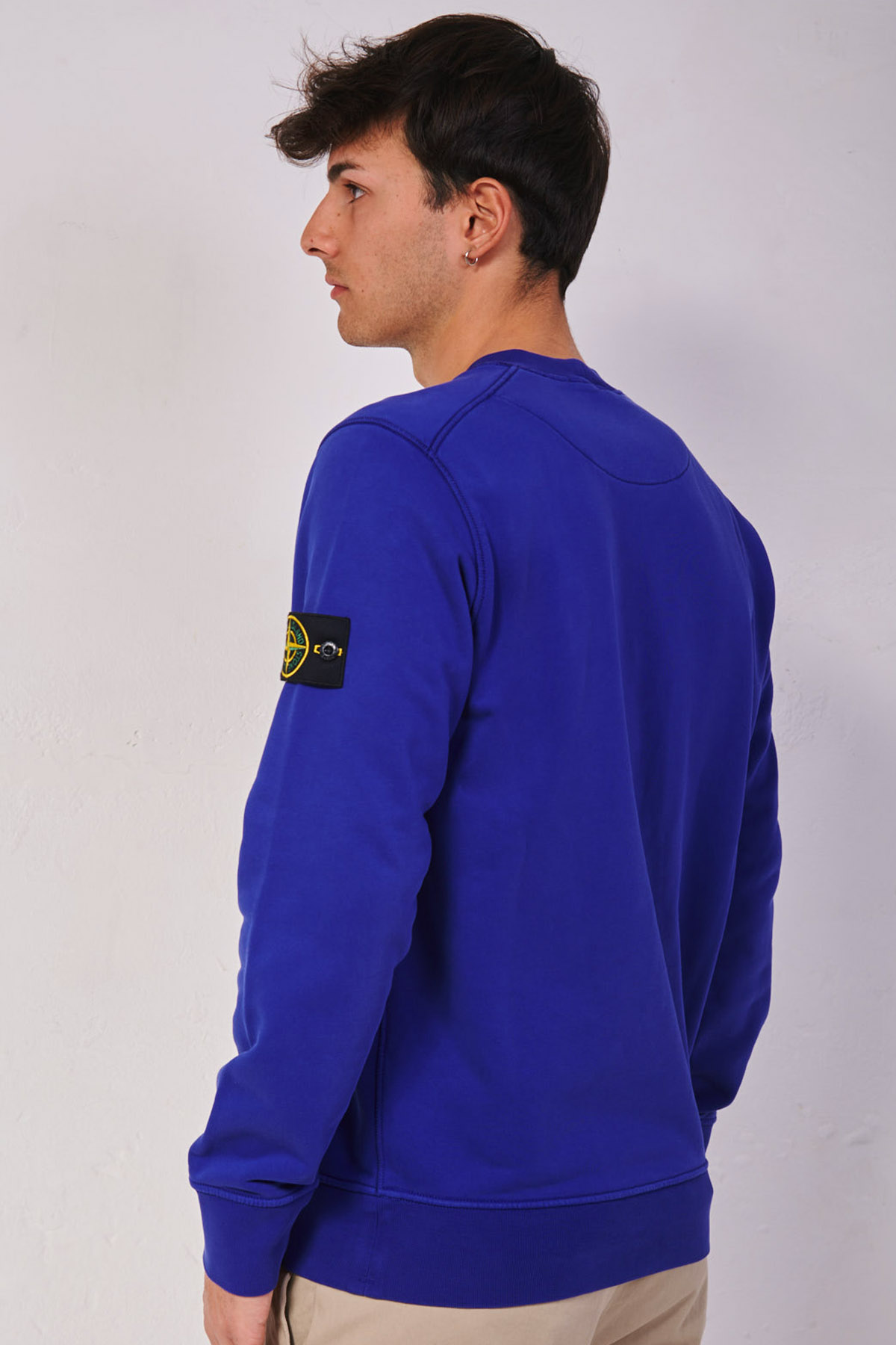 STONE ISLAND felpa in cotone con badge