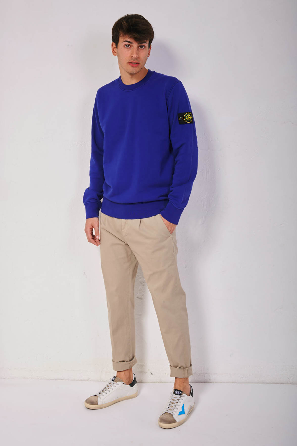 STONE ISLAND felpa in cotone con badge