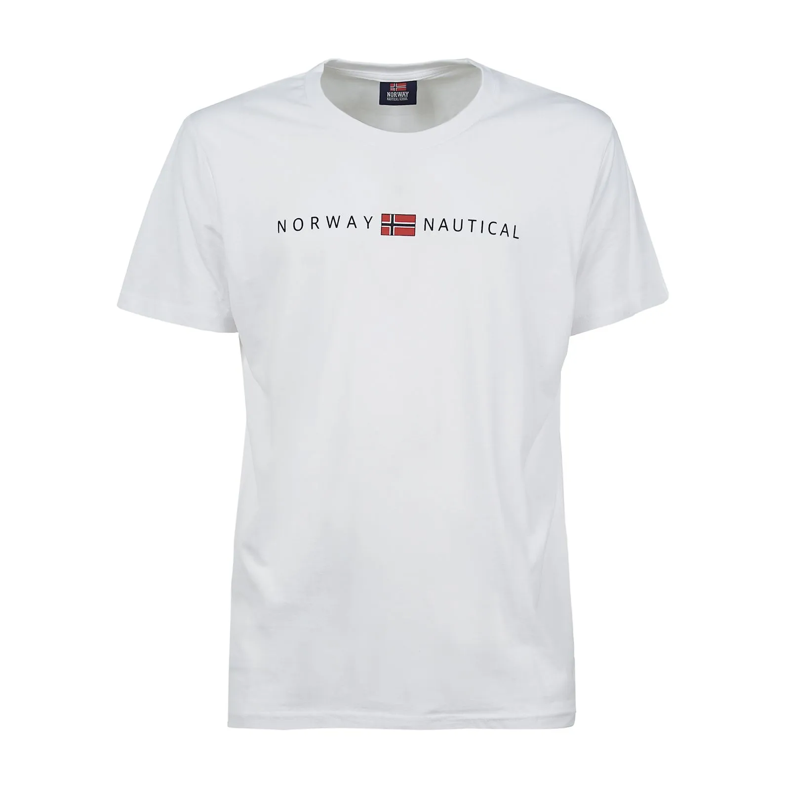 T-shirt bianca in cotone con maniche corte e logo a contrasto