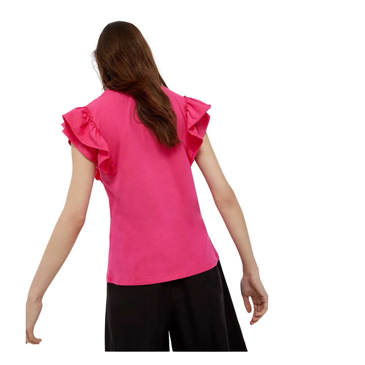 T-shirt Liu-Jo Ecosostenibile Volants Fucsia
