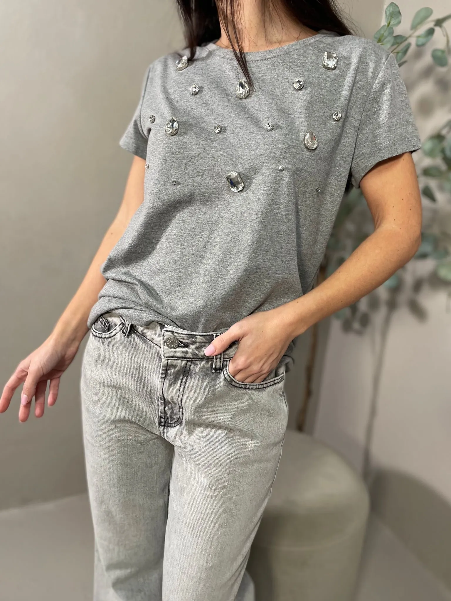 T-shirt Pietre Gioiello Grigia