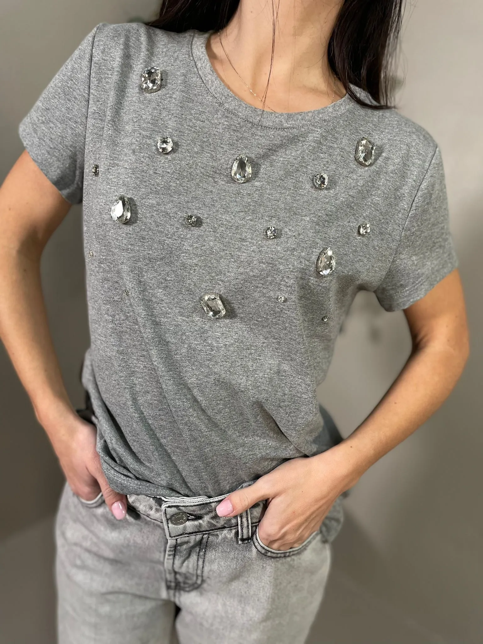T-shirt Pietre Gioiello Grigia