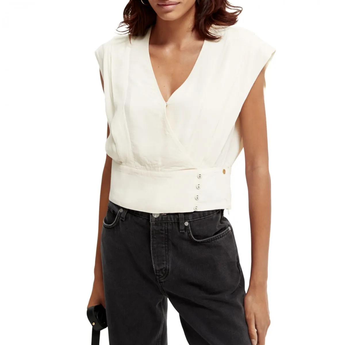 Top Incrociato Smanicato, Beige