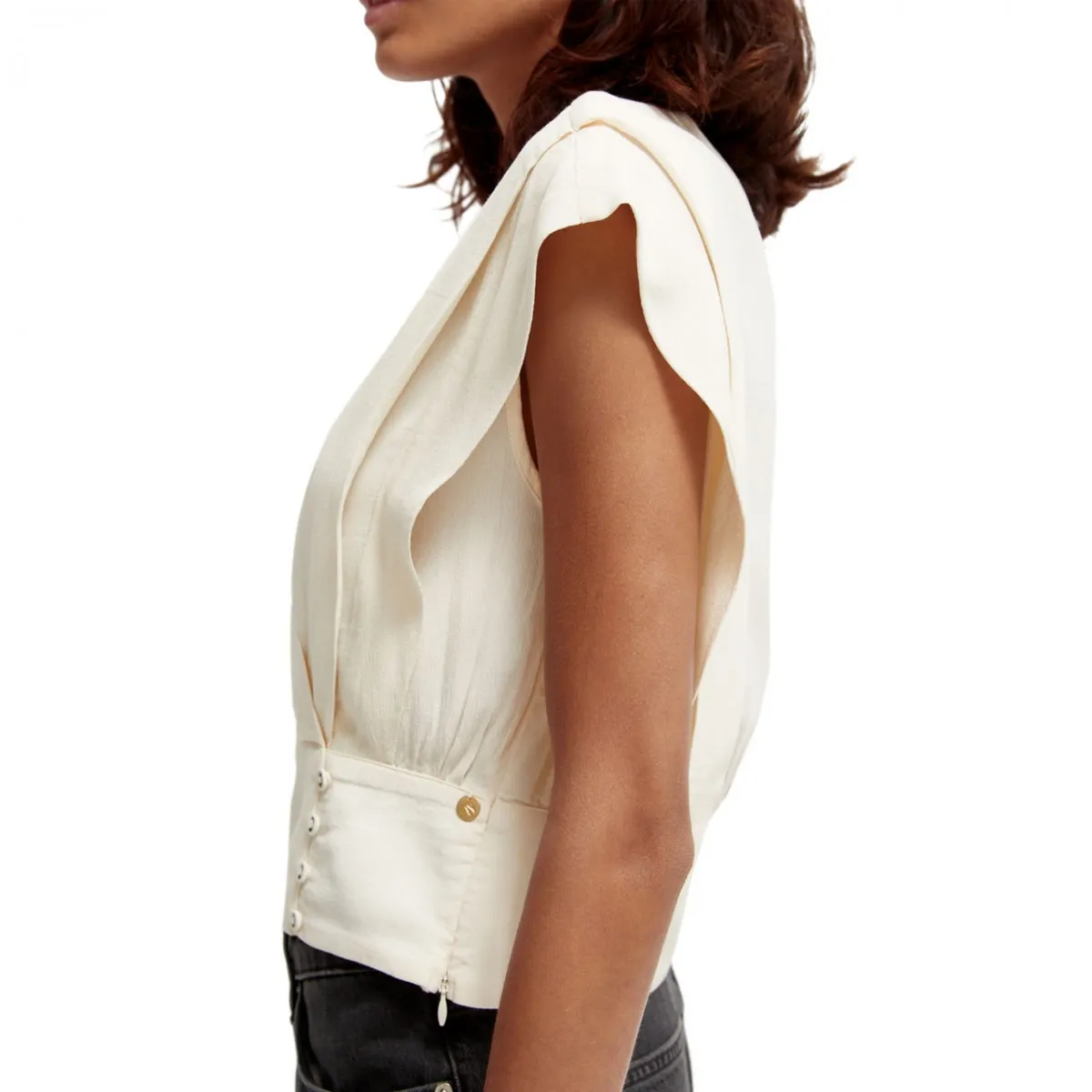 Top Incrociato Smanicato, Beige