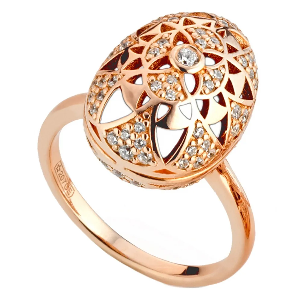 Tsars Collection - Anello Argeto Rosa con Agata Bianca - Handmade in Swiss - Luxury Exclusive Collection