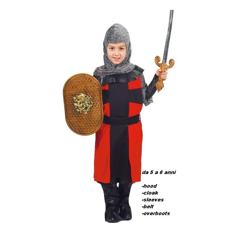 VESTITO CARNEVALE CAVALIERE FEUDALE 5/6 ANNI