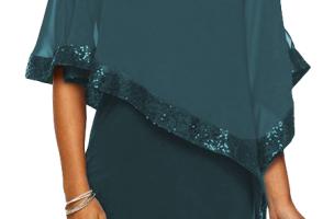 Vestito elegante con mantellina Arlet, petrolio