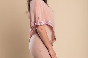 Vestito elegante con mantellina Arlet, rosa antico