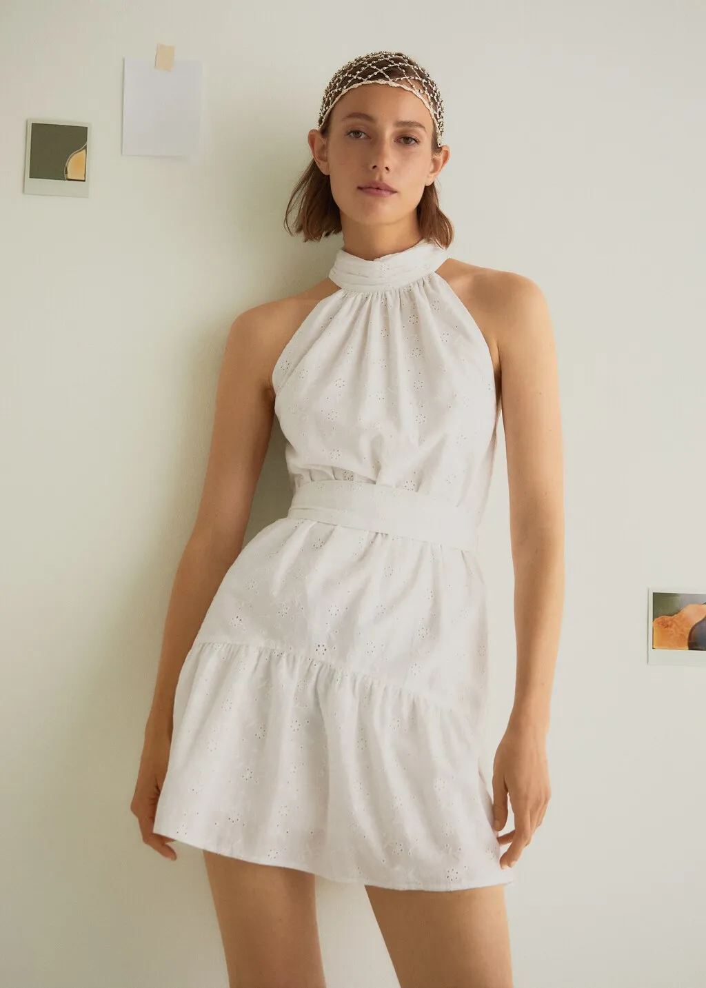 Vestito ricamo collo halter